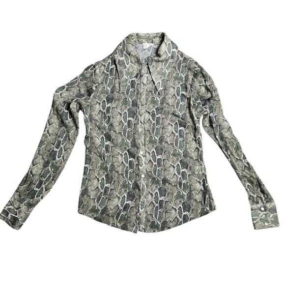 Revolve Song of Style Otto Top in Green Snake Size: XXS - Picture 2 of 6